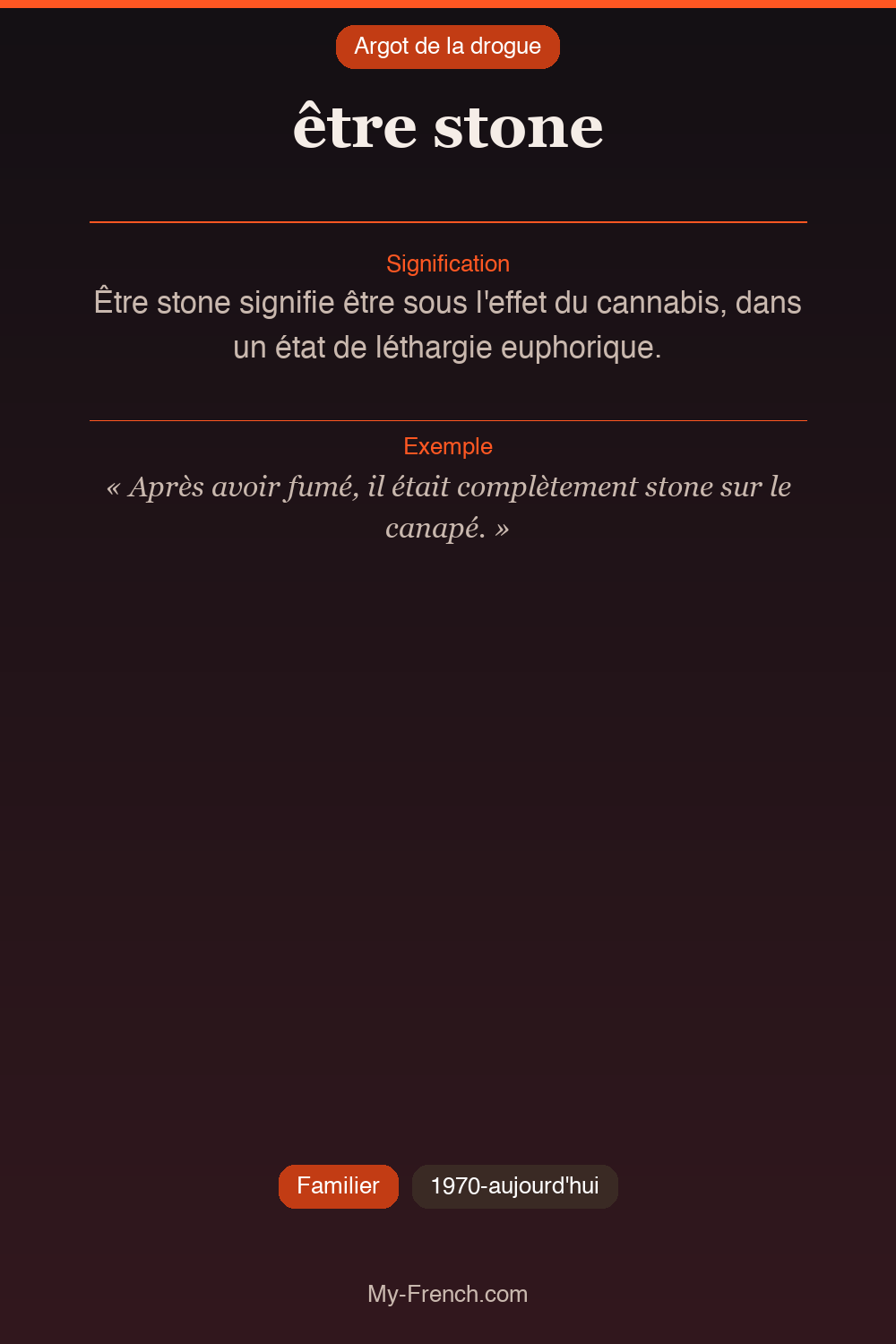Argot français : être stone