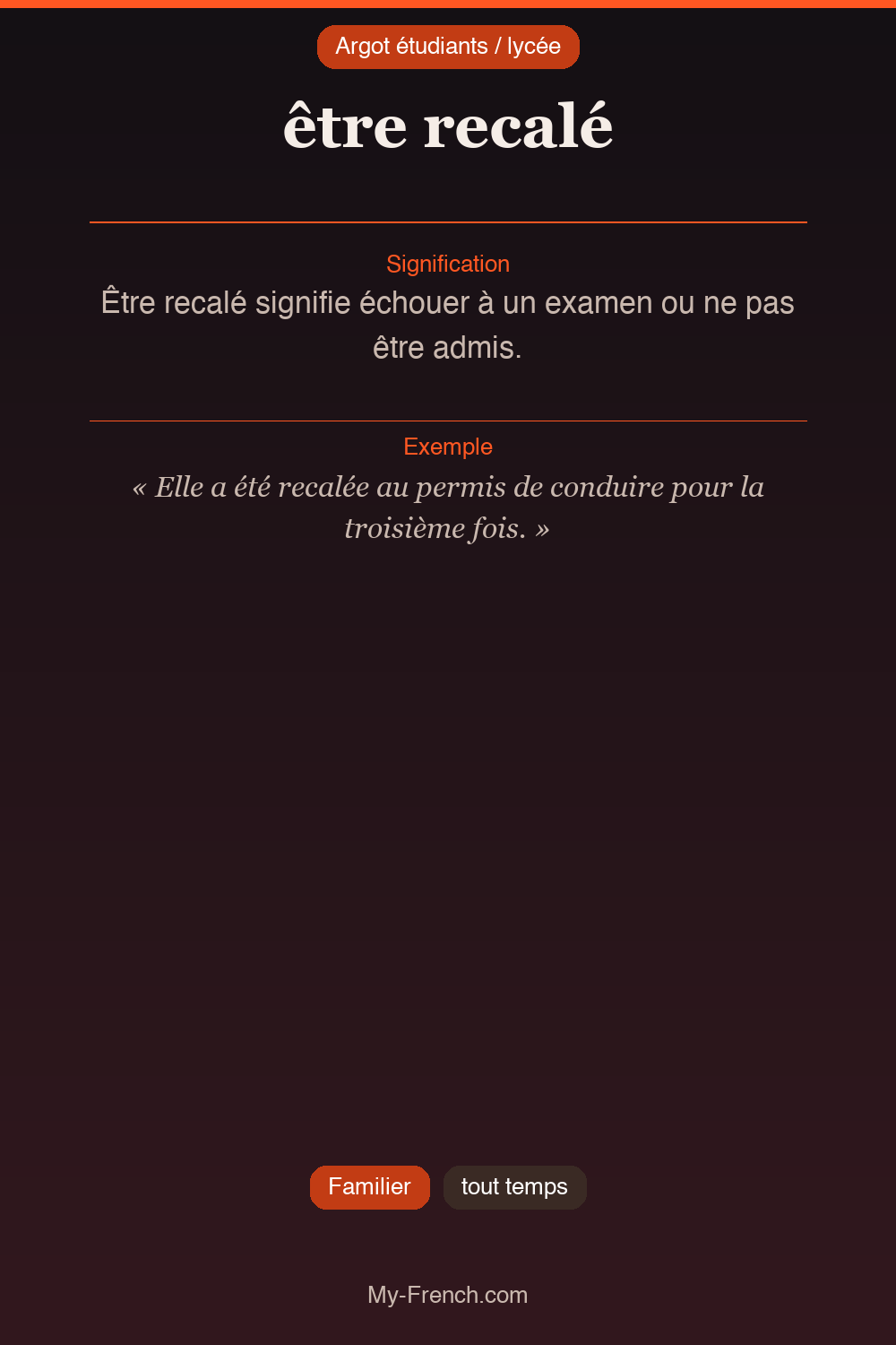 Argot français : être recalé