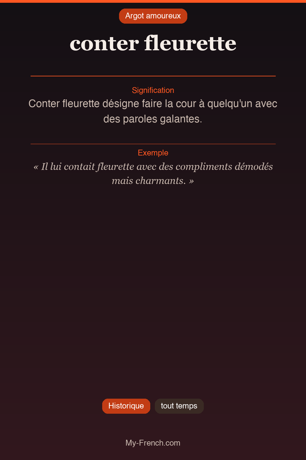 Argot français : conter fleurette