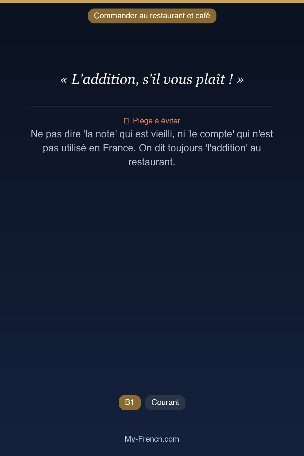 Phrase de français professionnel : L'addition, s'il vous plaît !
