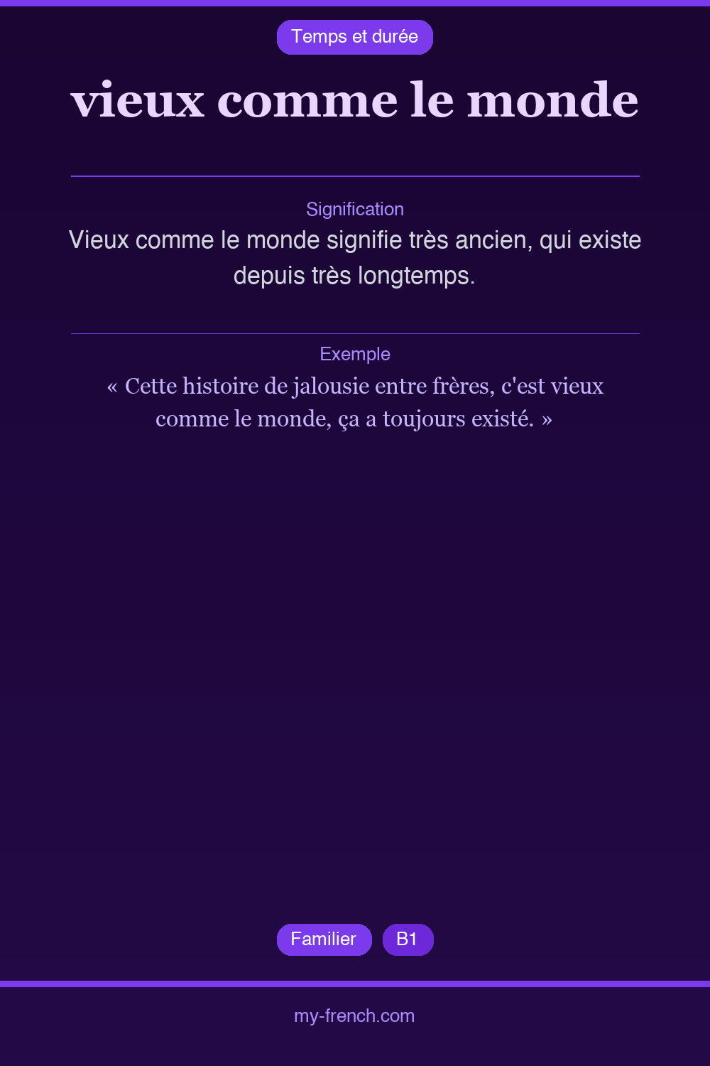 Expression idiomatique : vieux comme le monde