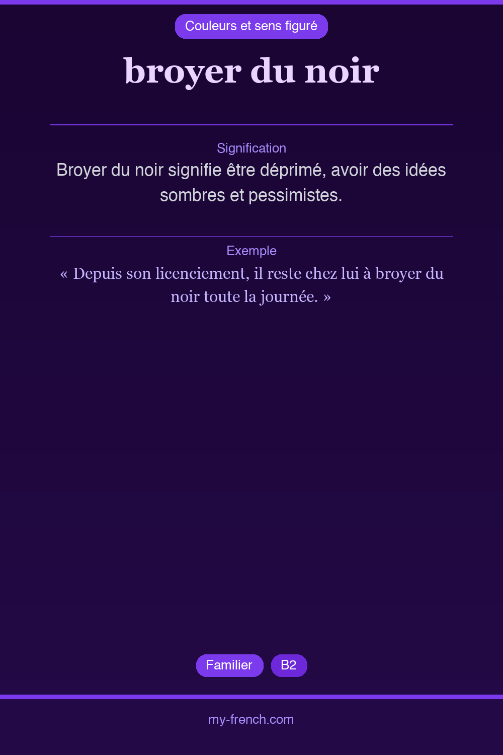 Expression idiomatique : broyer du noir