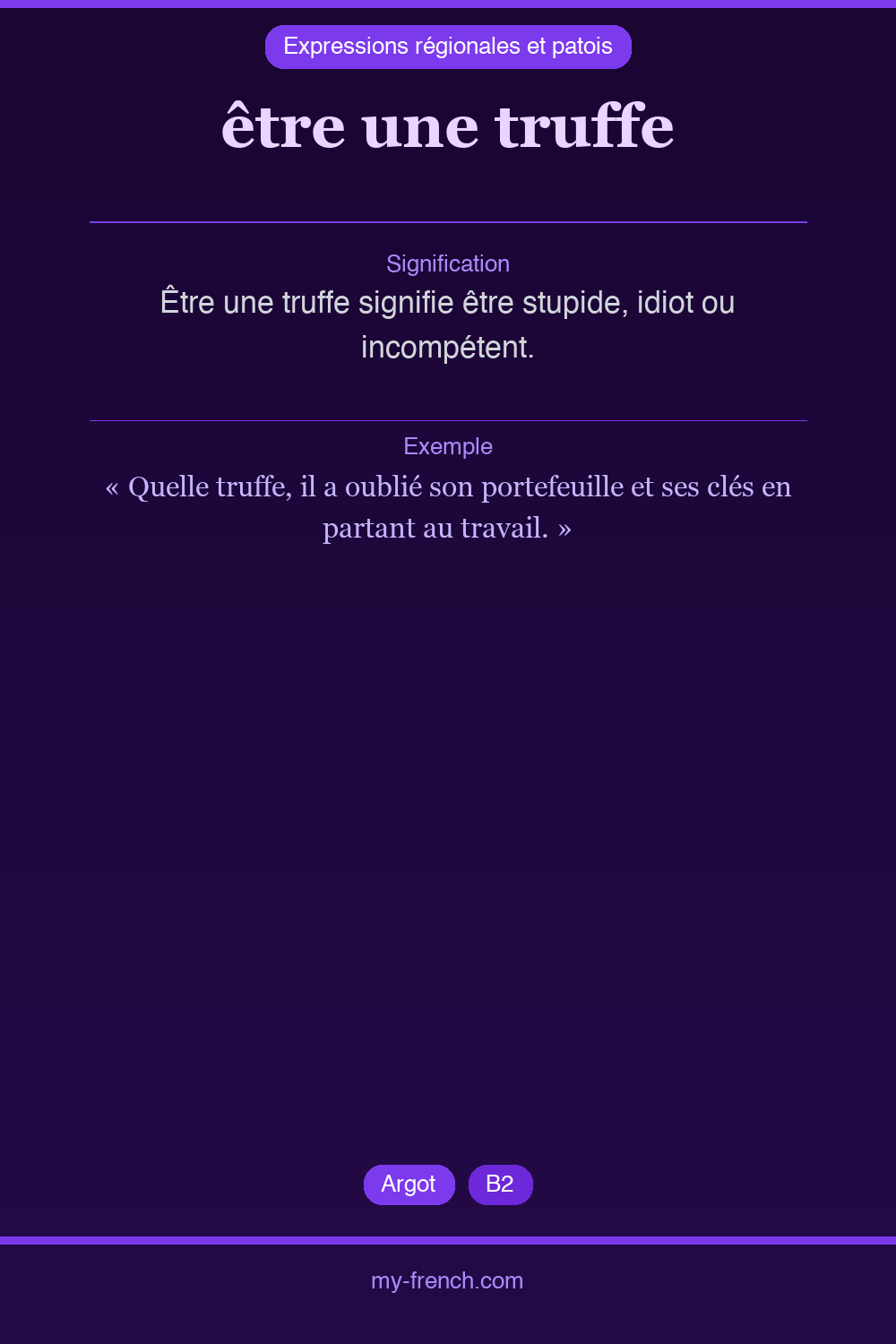 Expression idiomatique : être une truffe