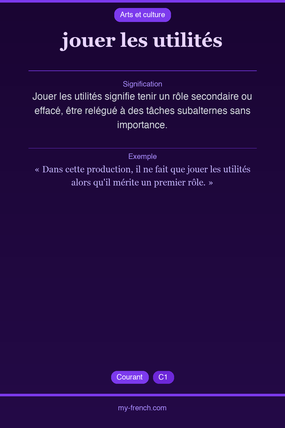 Expression idiomatique : jouer les utilités