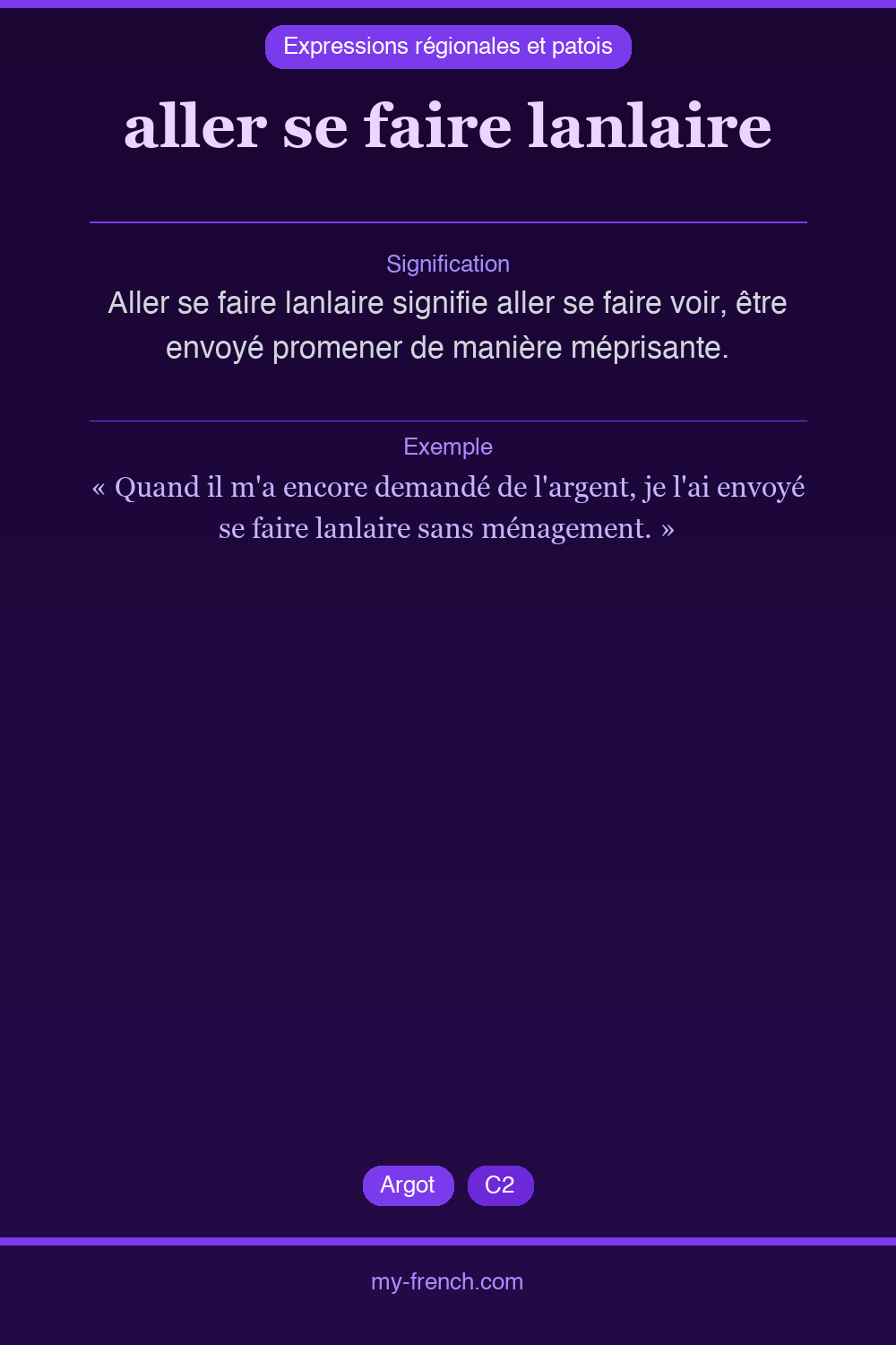 Expression idiomatique : aller se faire lanlaire