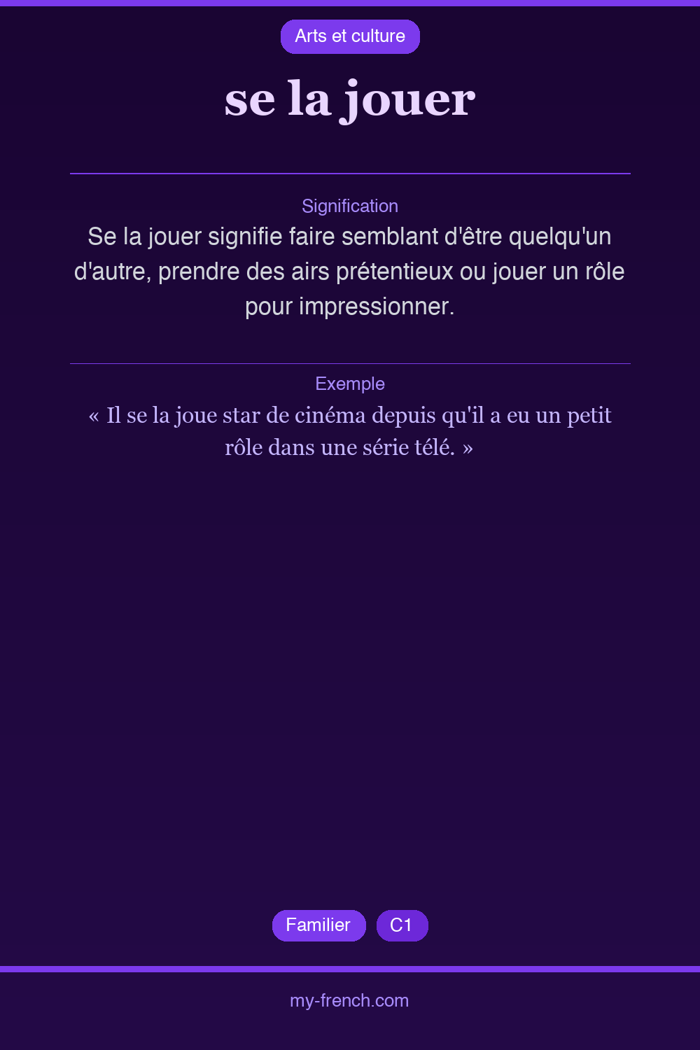 Expression idiomatique : se la jouer