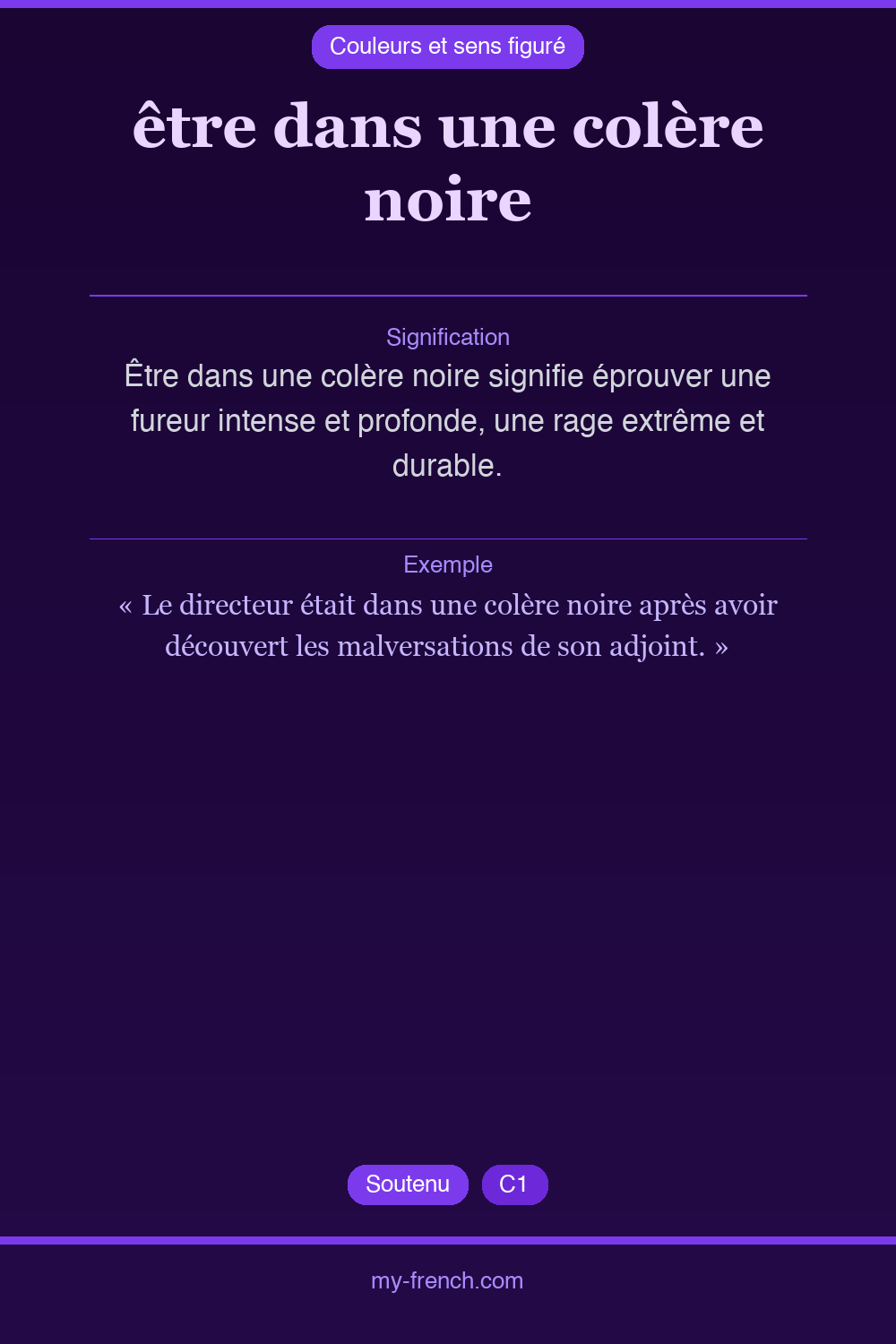 Expression idiomatique : être dans une colère noire
