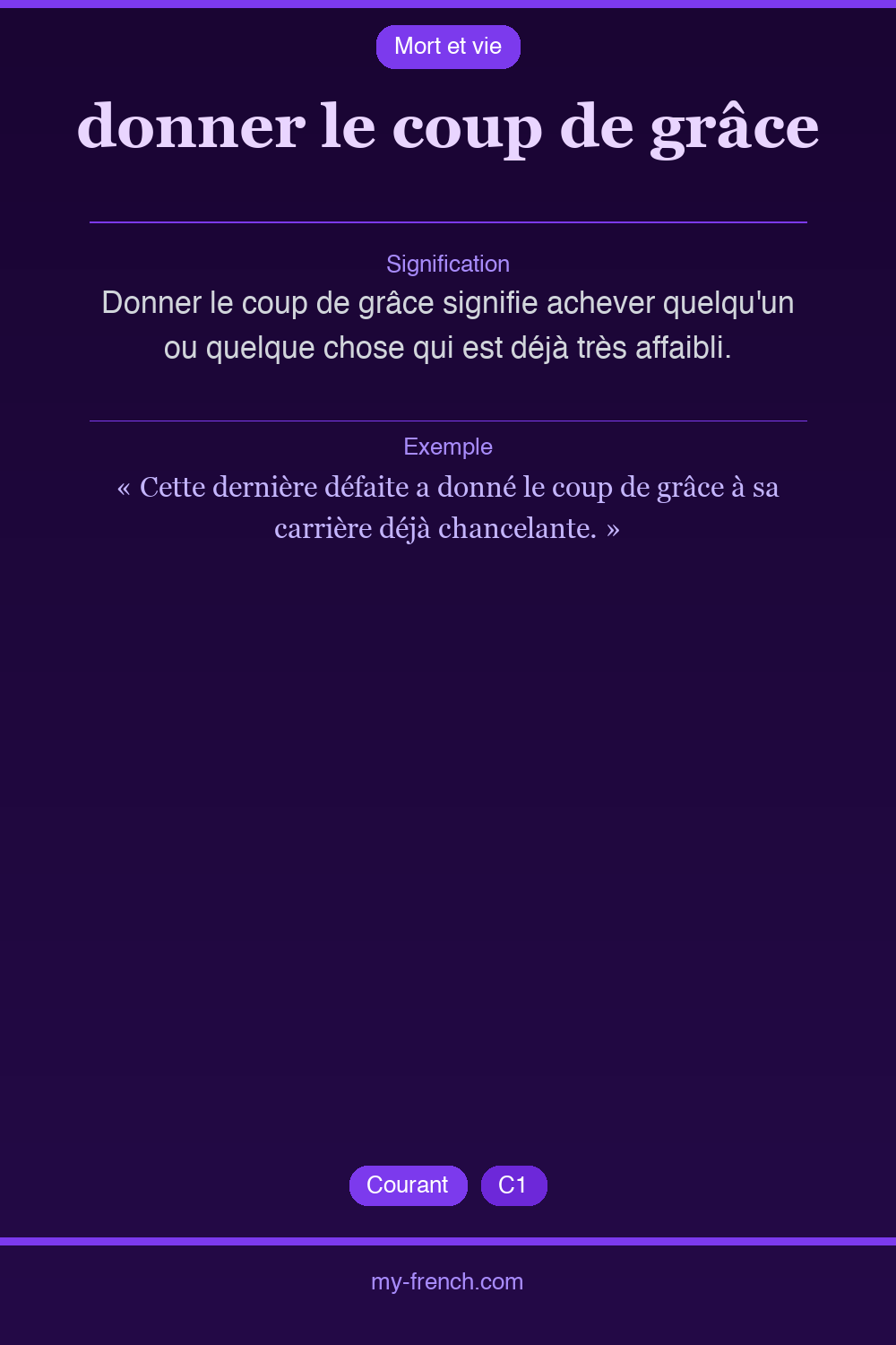 Expression idiomatique : donner le coup de grâce