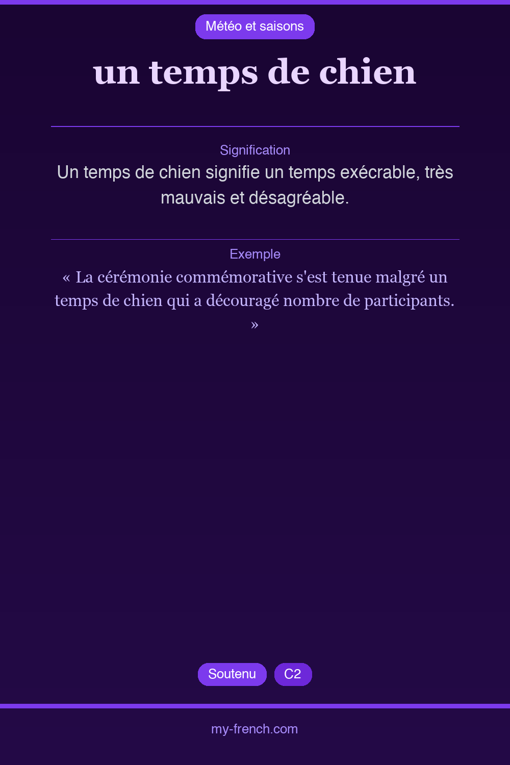 Expression idiomatique : un temps de chien