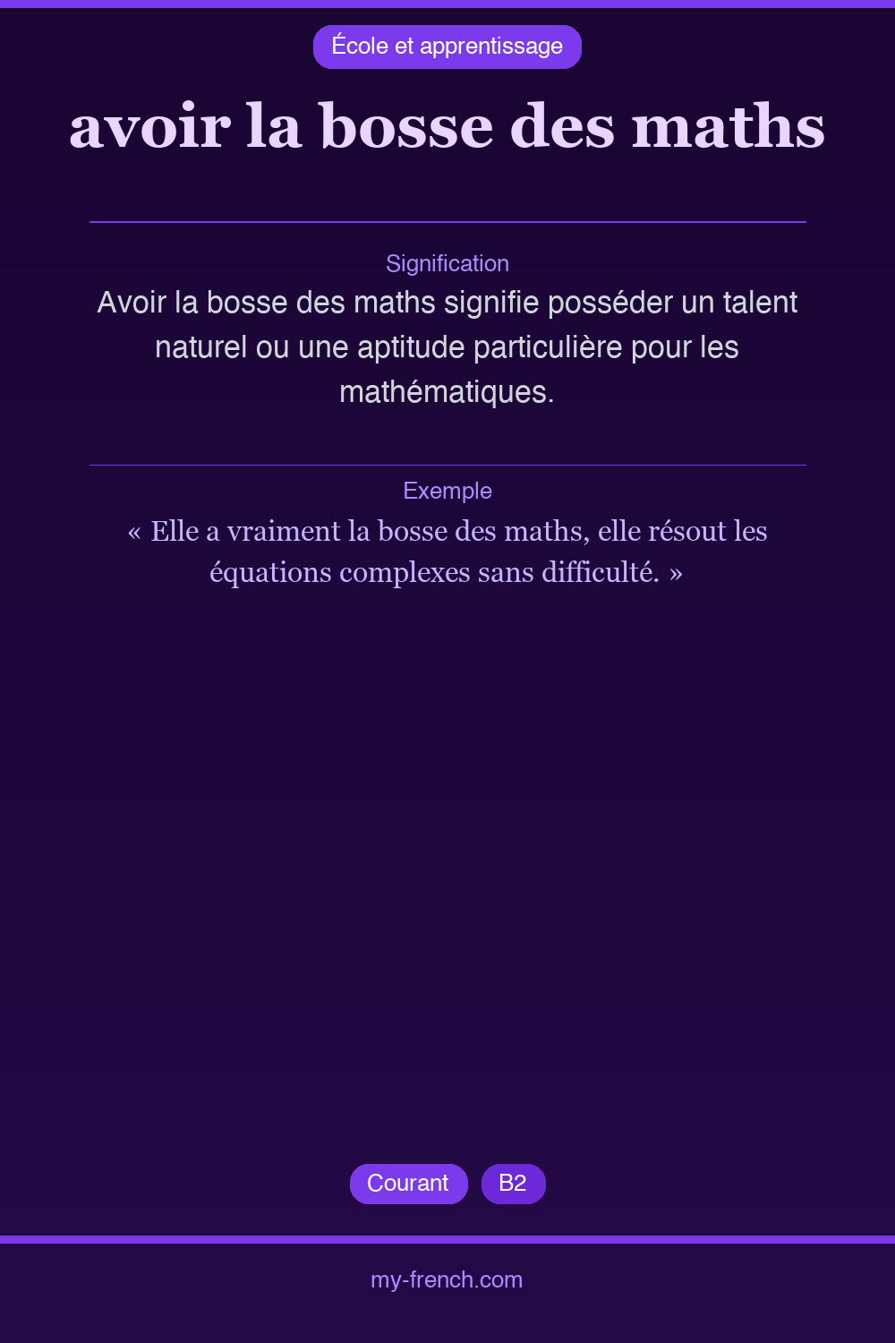 Expression idiomatique : avoir la bosse des maths