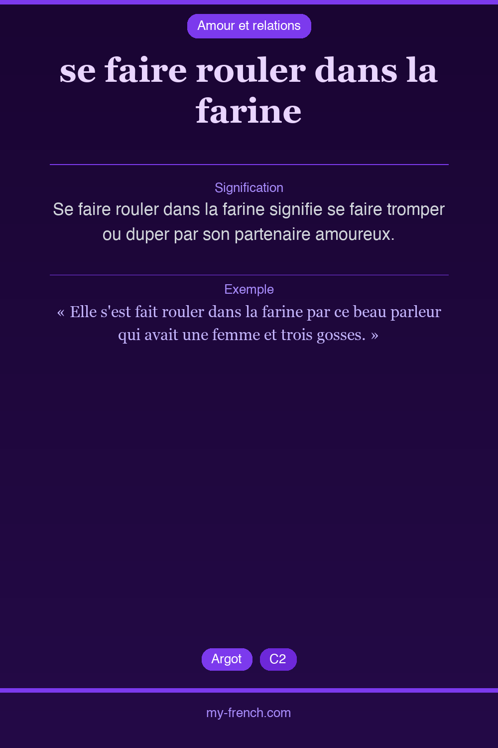 Expression idiomatique : se faire rouler dans la farine