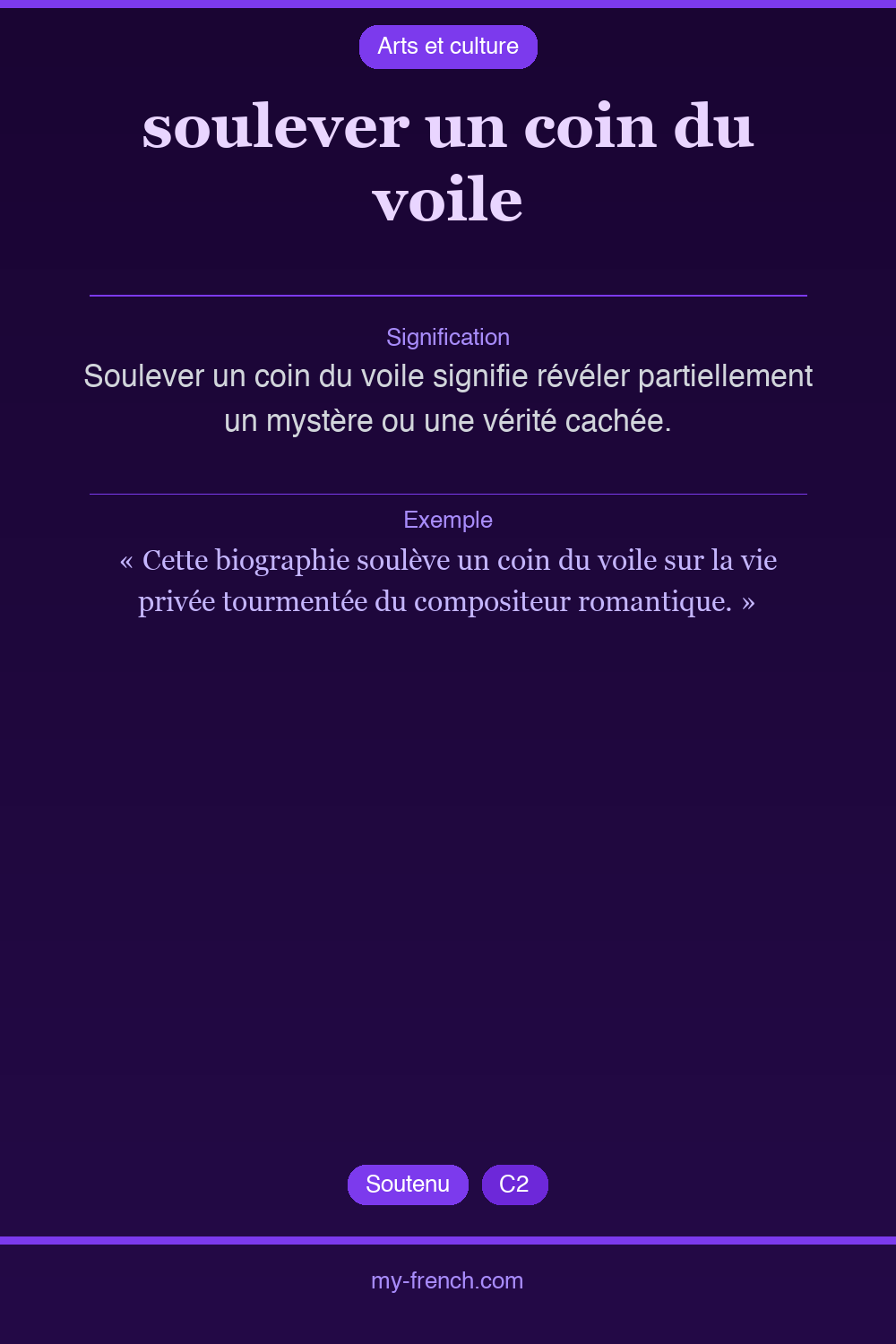 Expression idiomatique : soulever un coin du voile