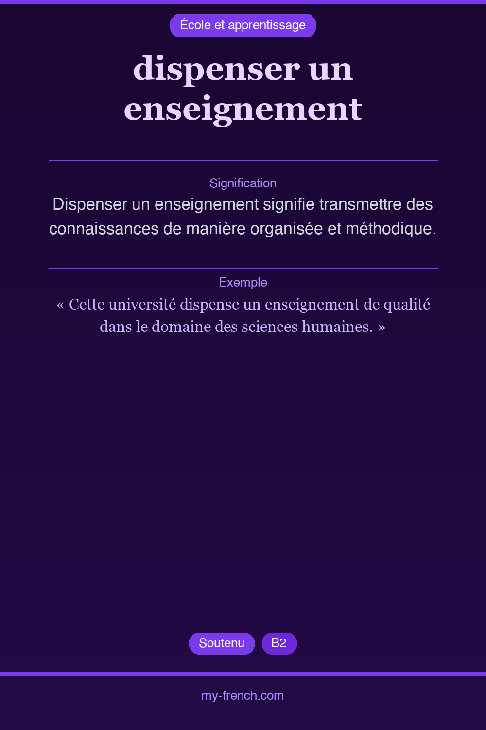 Expression idiomatique : dispenser un enseignement
