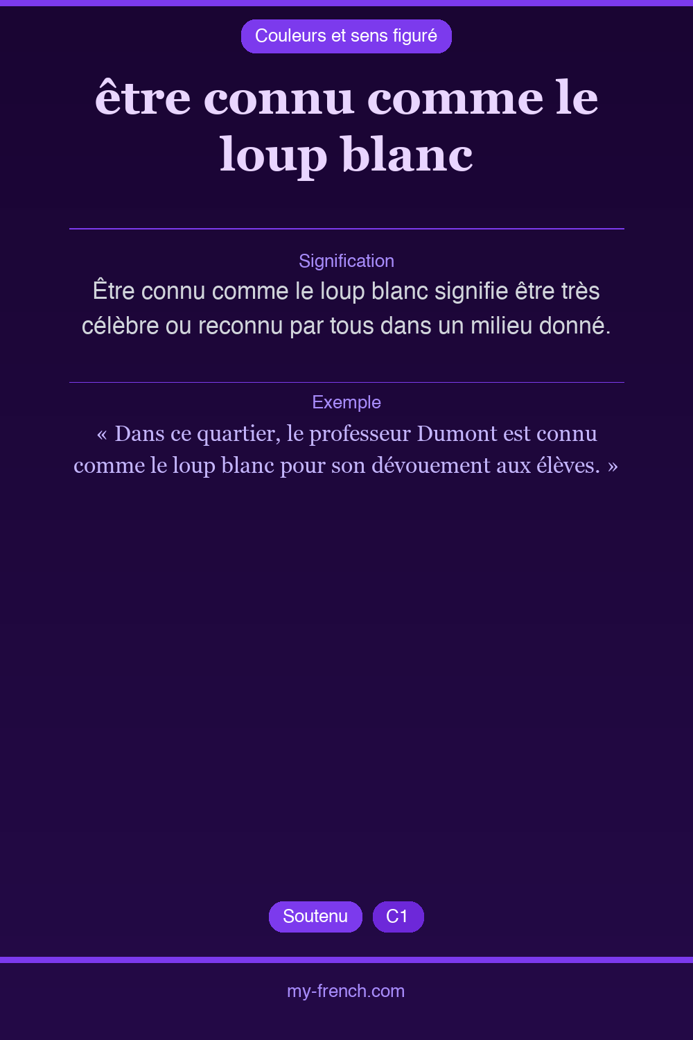 Expression idiomatique : être connu comme le loup blanc