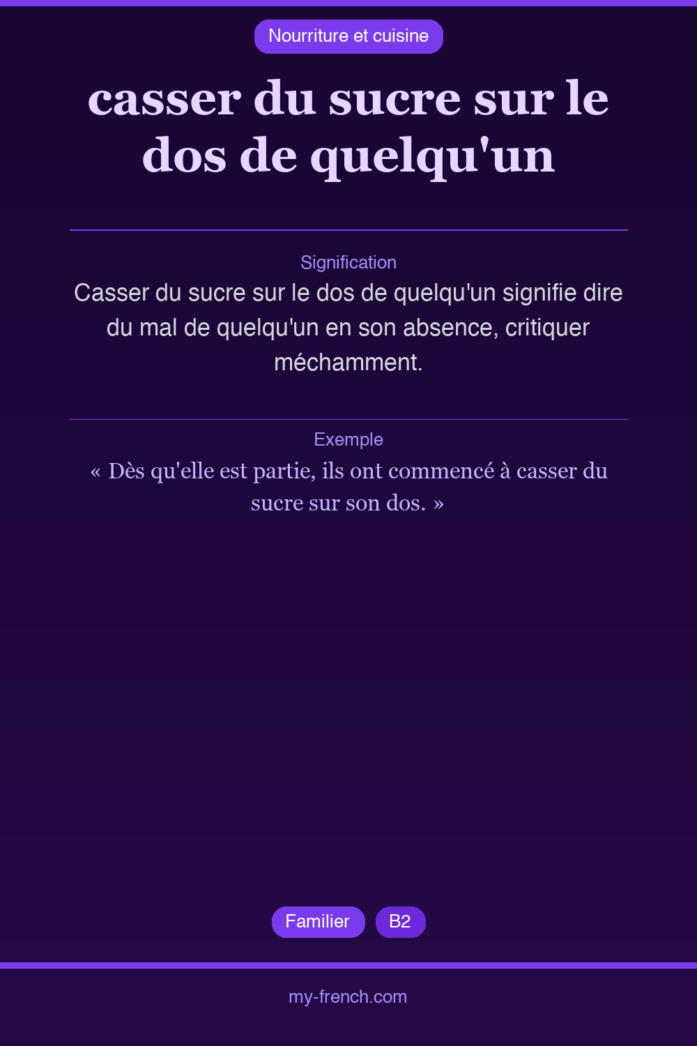 Expression idiomatique : casser du sucre sur le dos de quelqu'un