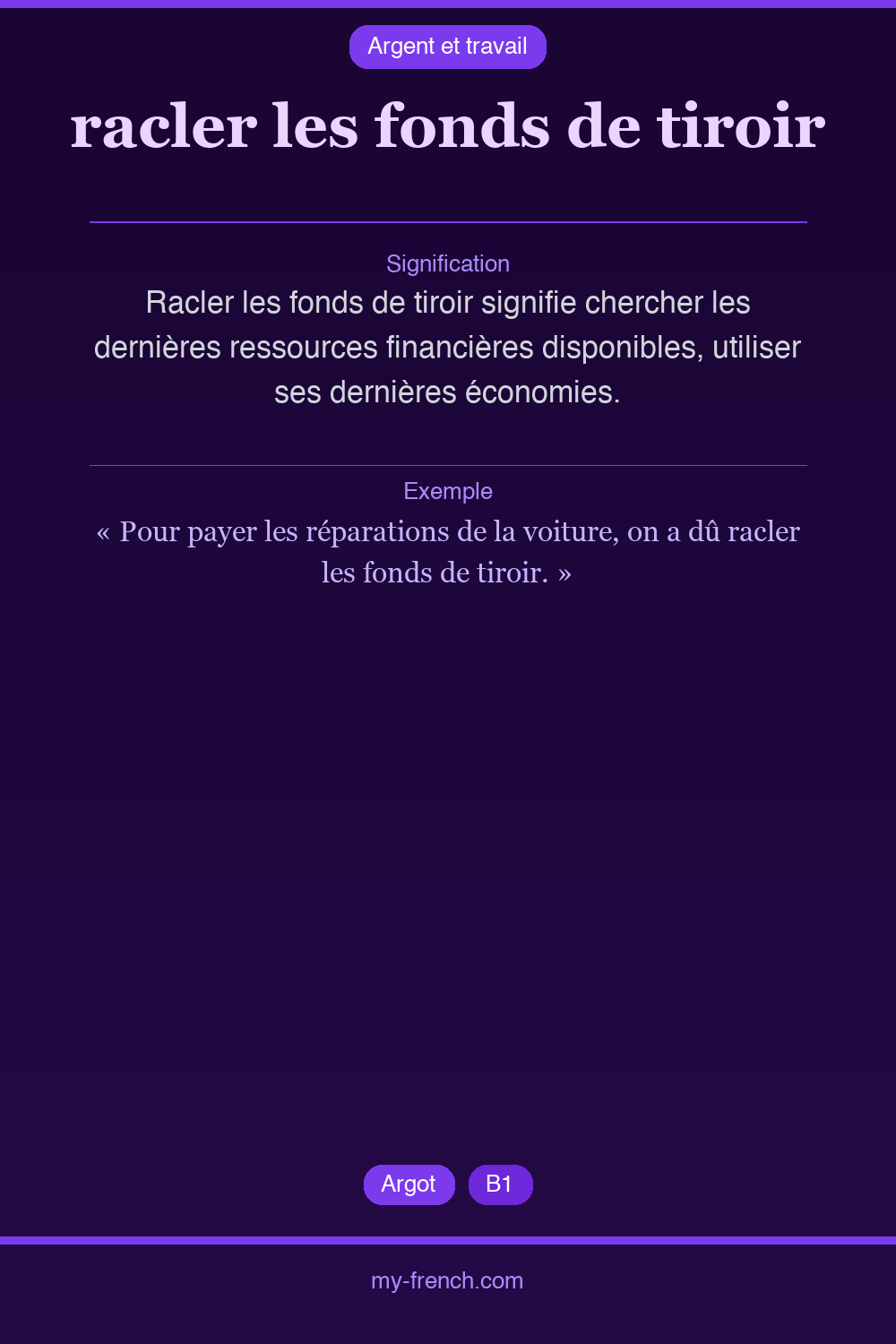 Expression idiomatique : racler les fonds de tiroir