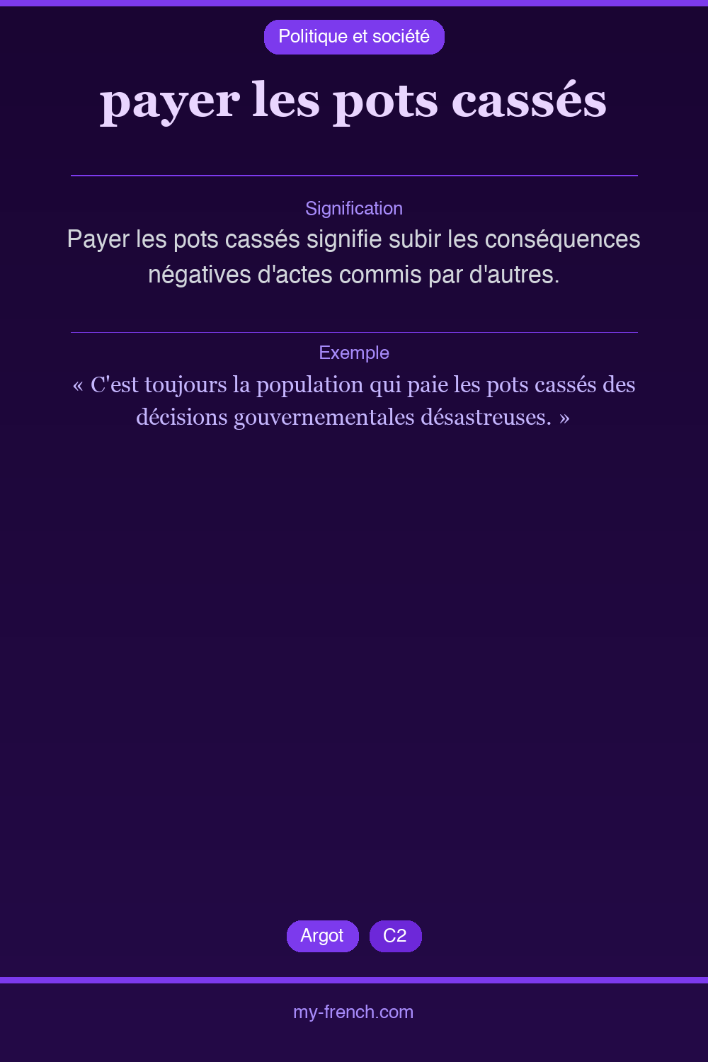 Expression idiomatique : payer les pots cassés