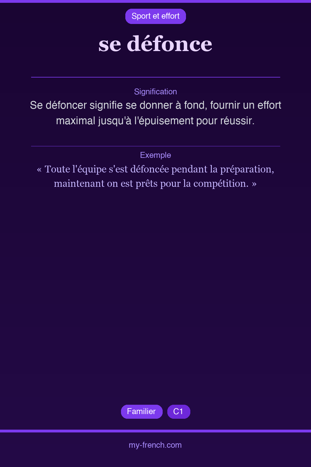 Expression idiomatique : se défonce