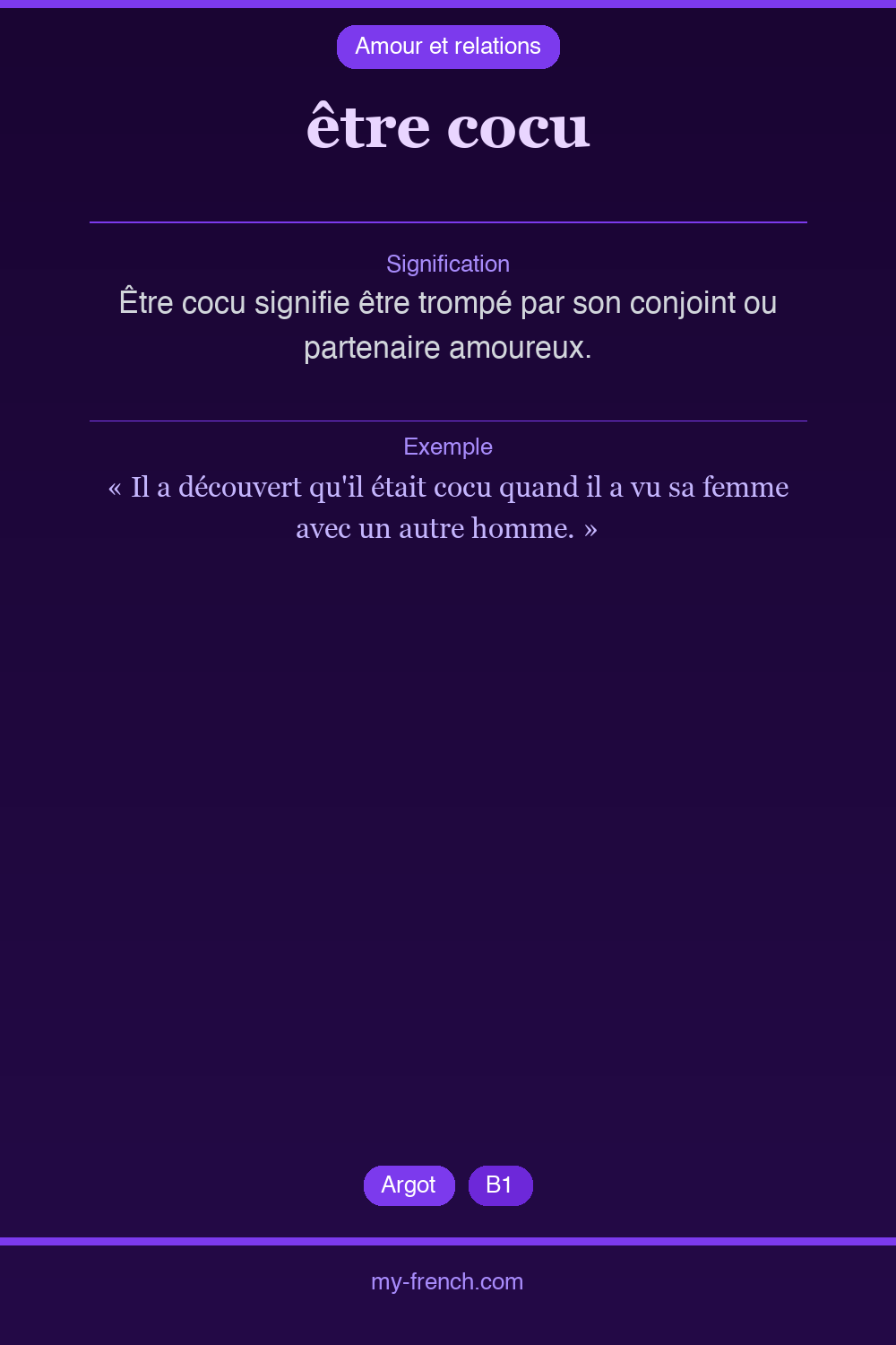 Expression idiomatique : être cocu