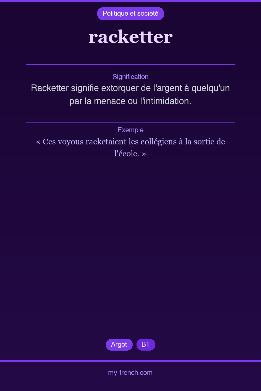 Expression idiomatique : racketter