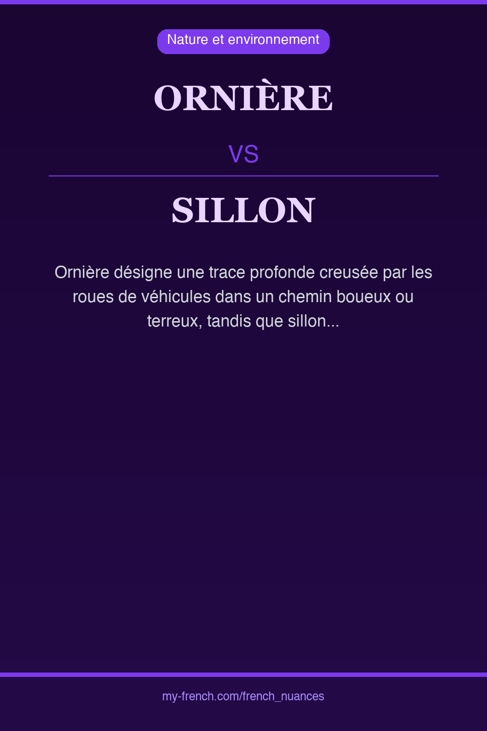 Nuance : ornière vs sillon