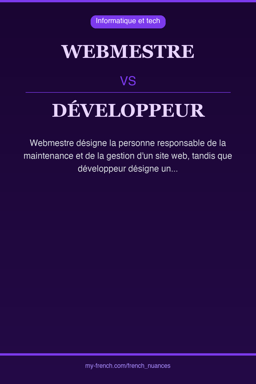 Nuance : webmestre vs développeur