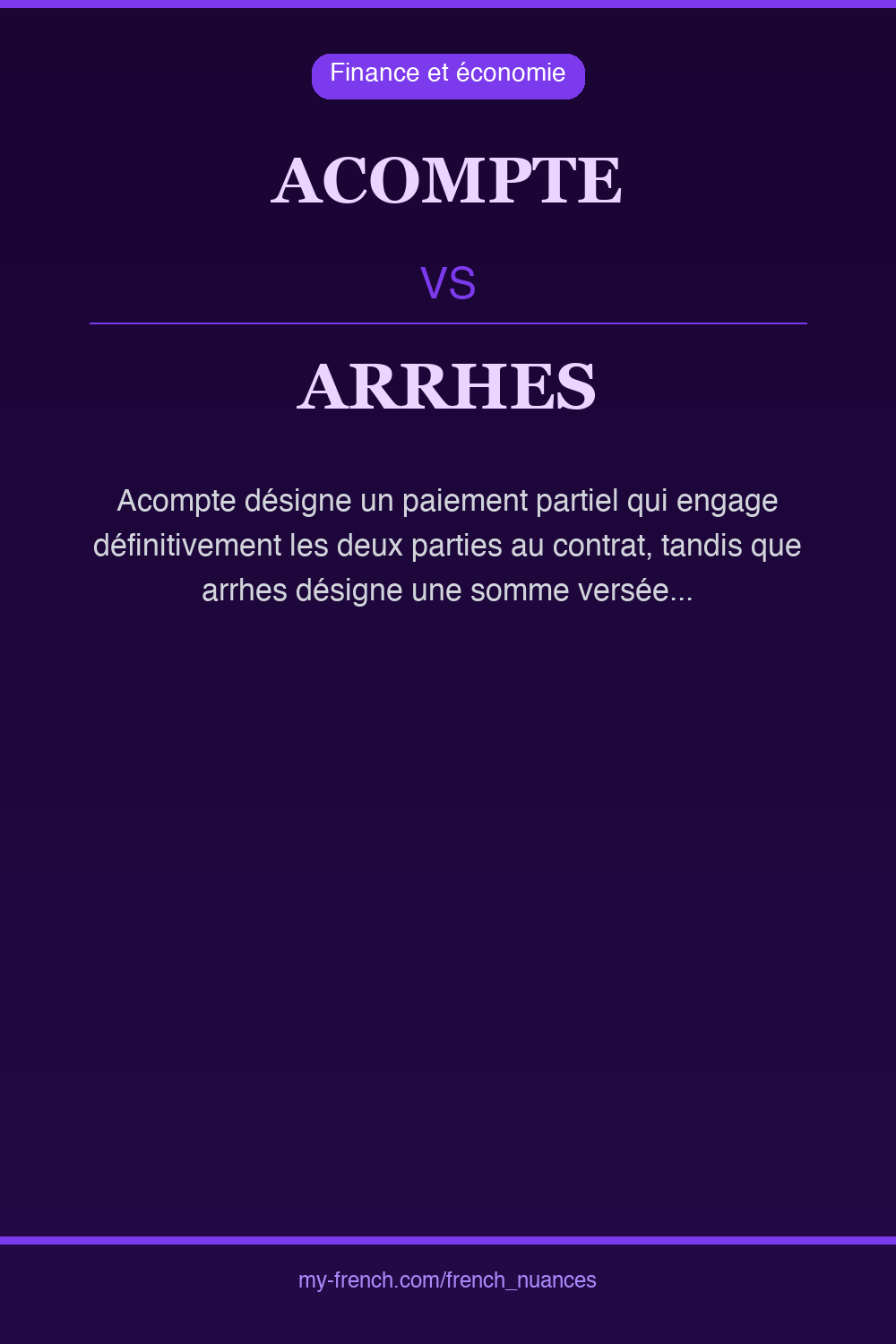 Nuance : acompte vs arrhes