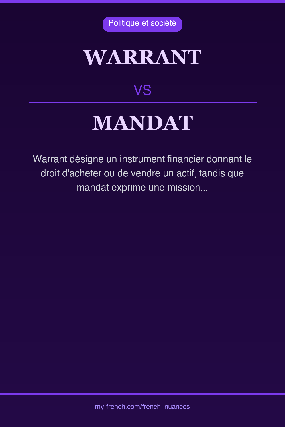 Nuance : warrant vs mandat