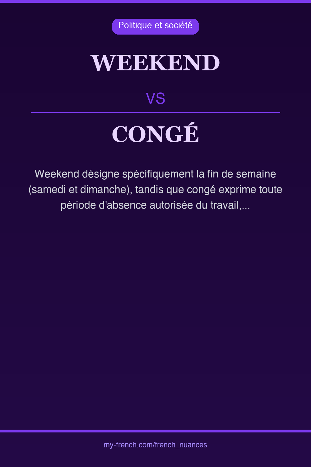 Nuance : weekend vs congé