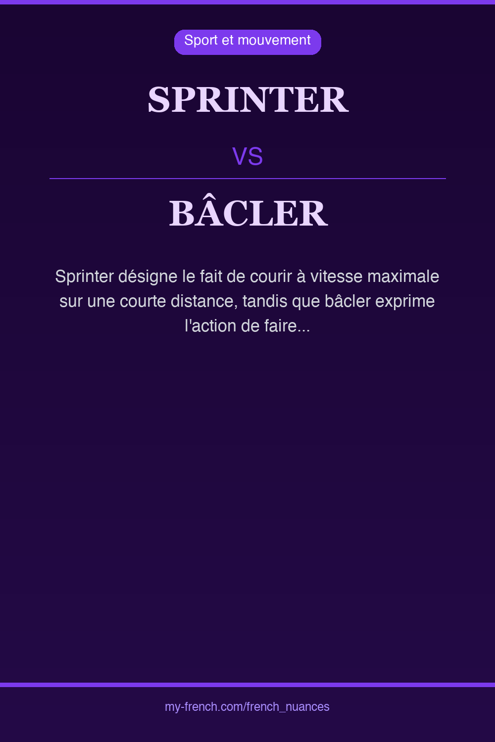 Nuance : sprinter vs bâcler
