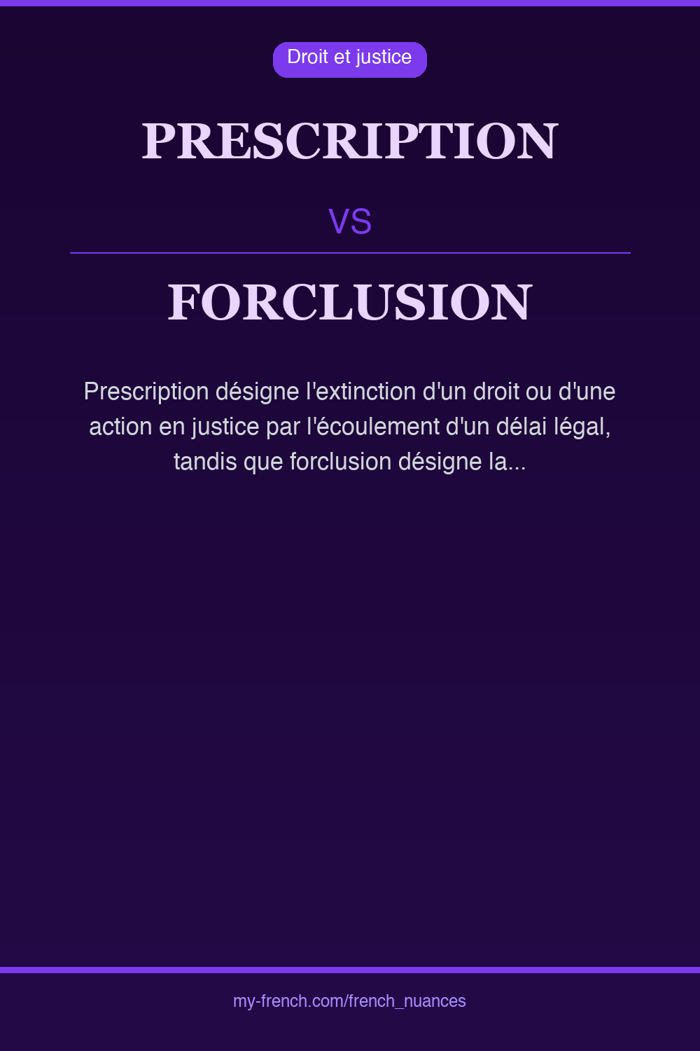Nuance : prescription vs forclusion