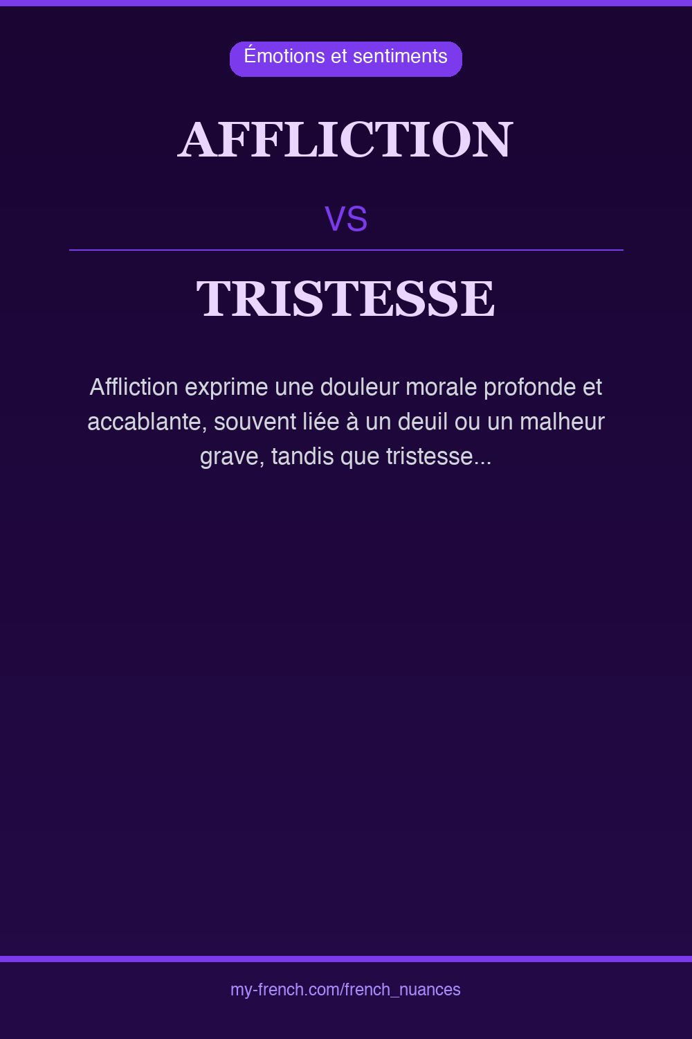 Nuance : affliction vs tristesse