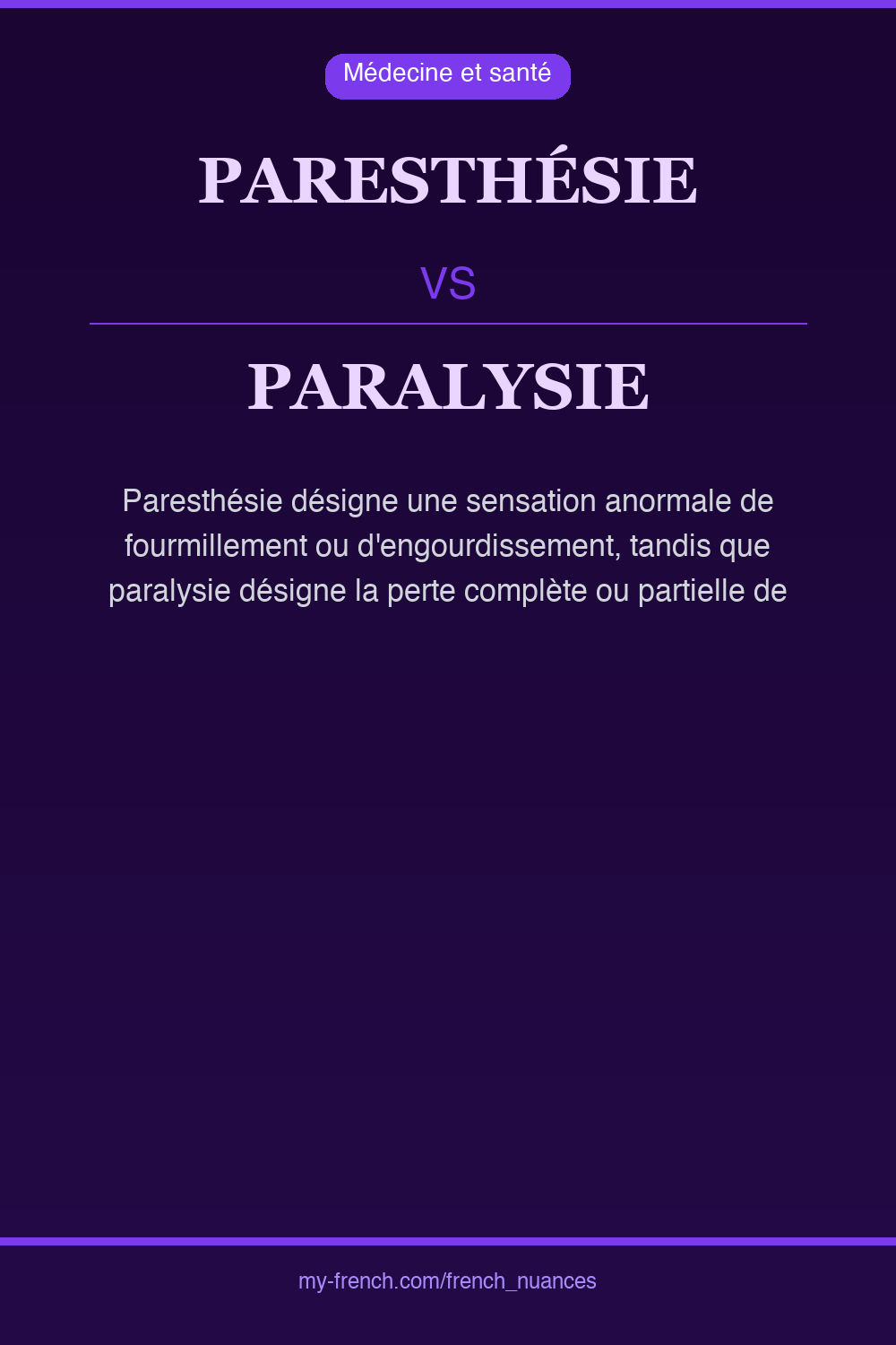 Nuance : paresthésie vs paralysie