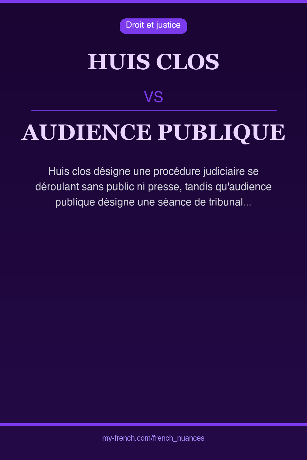 Nuance : huis clos vs audience publique
