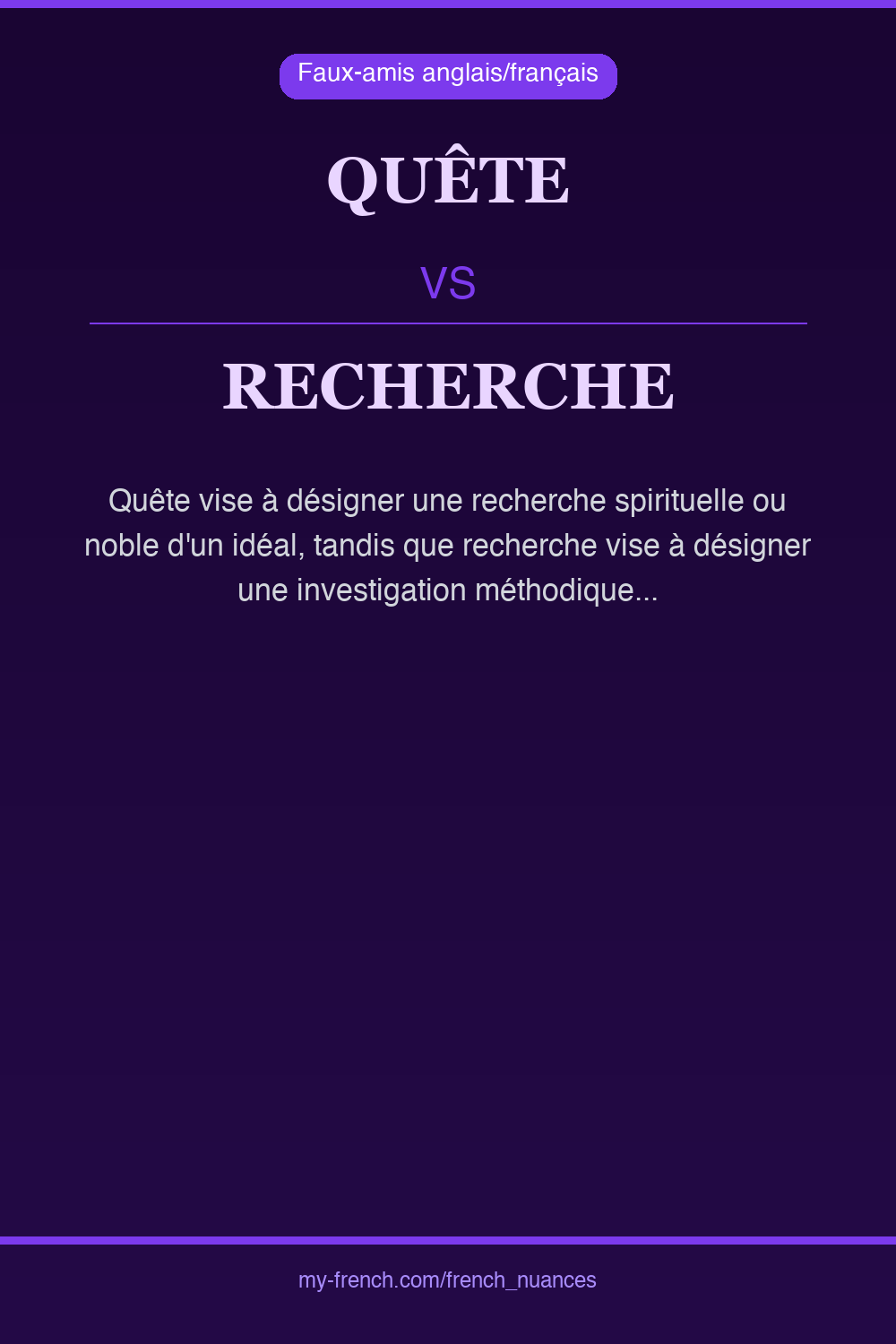 Nuance : quête vs recherche