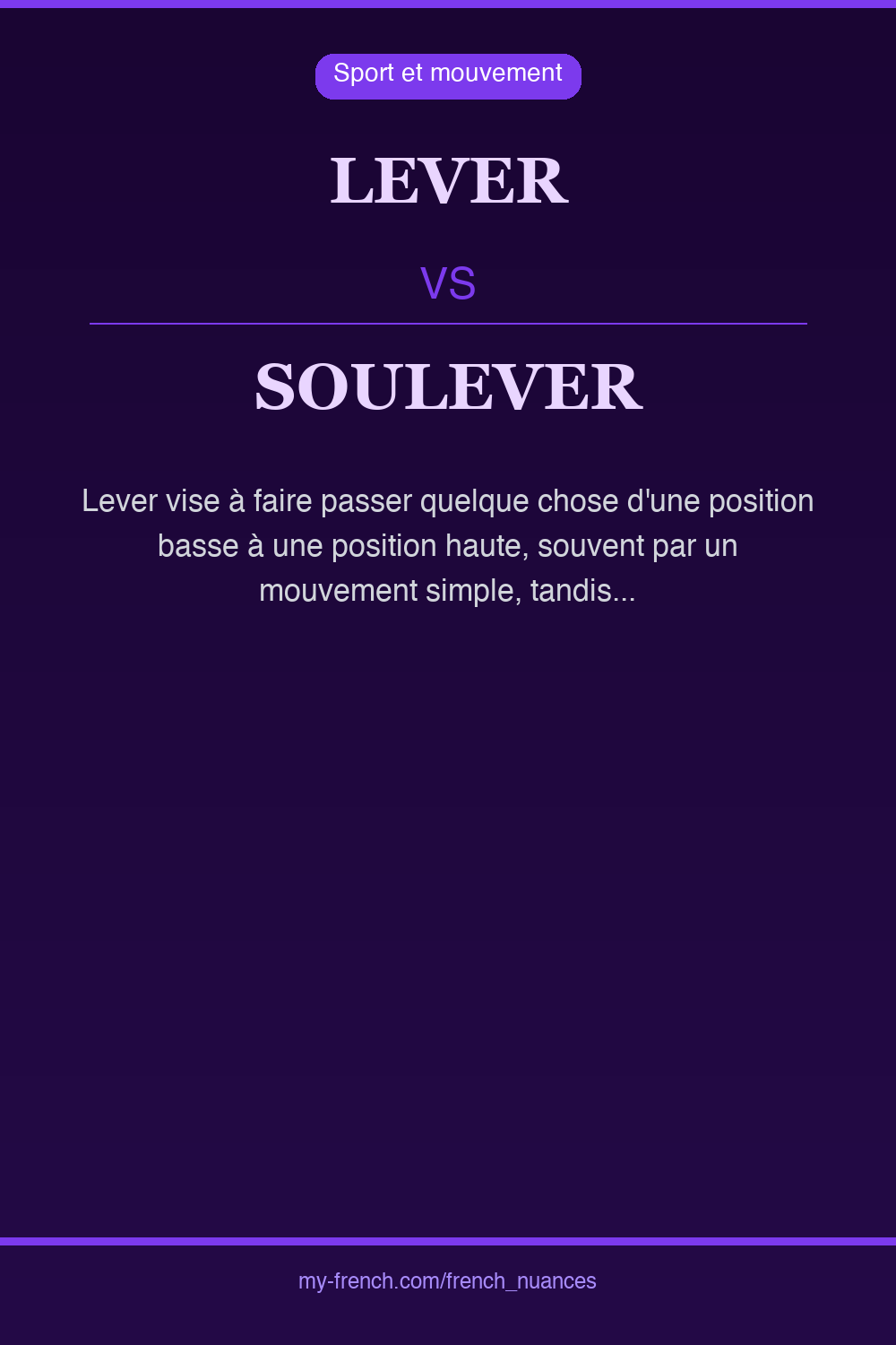 Nuance : lever vs soulever
