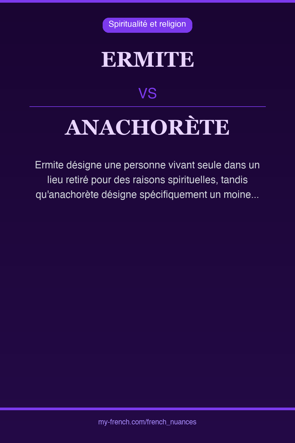 Nuance : ermite vs anachorète