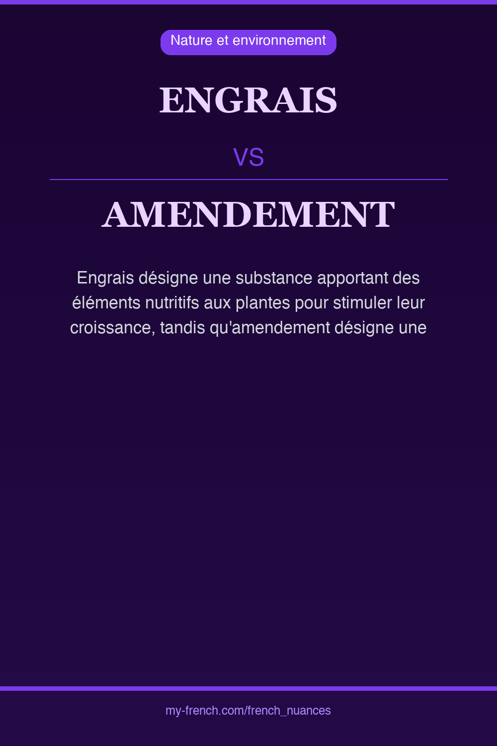 Nuance : engrais vs amendement