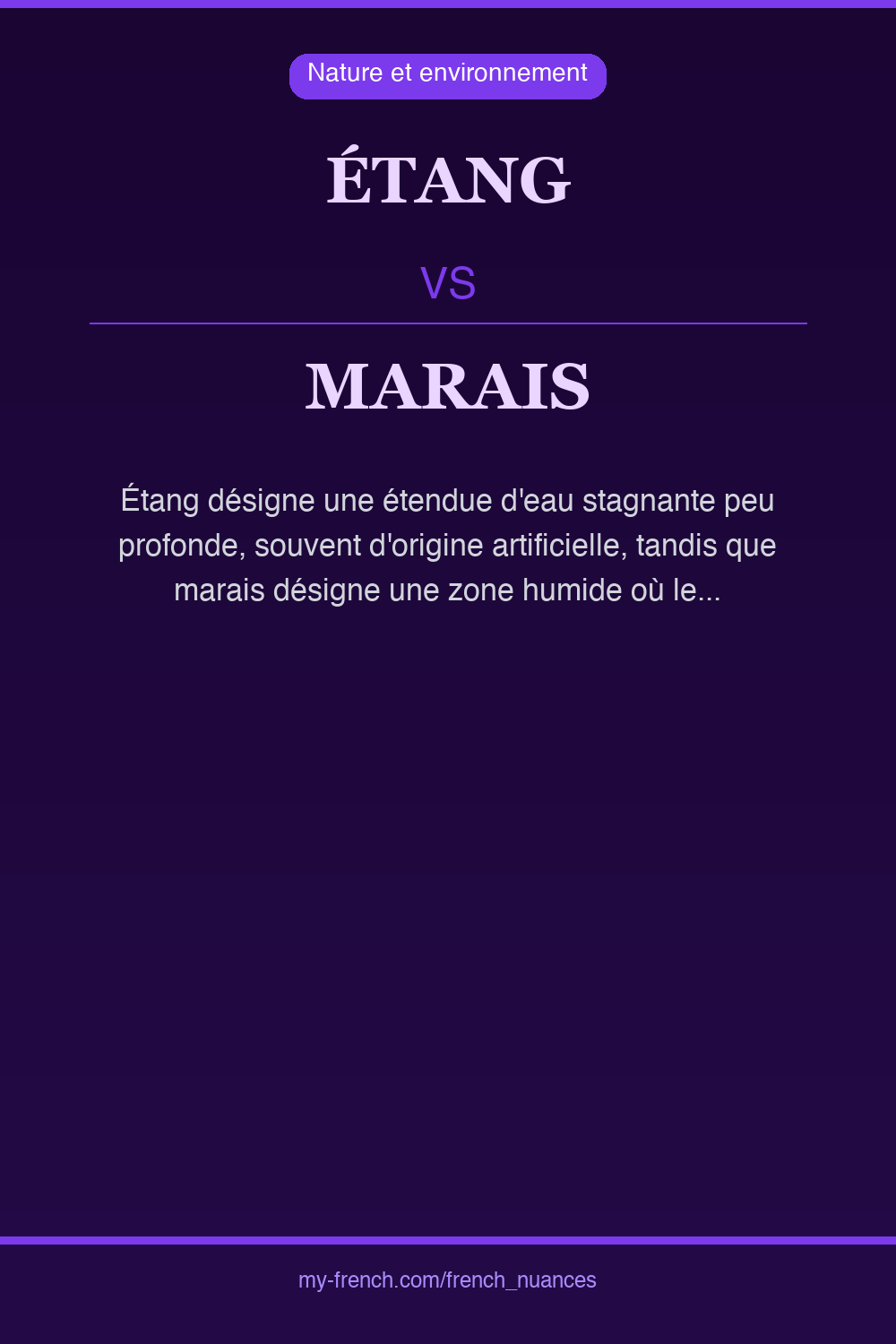 Nuance : étang vs marais