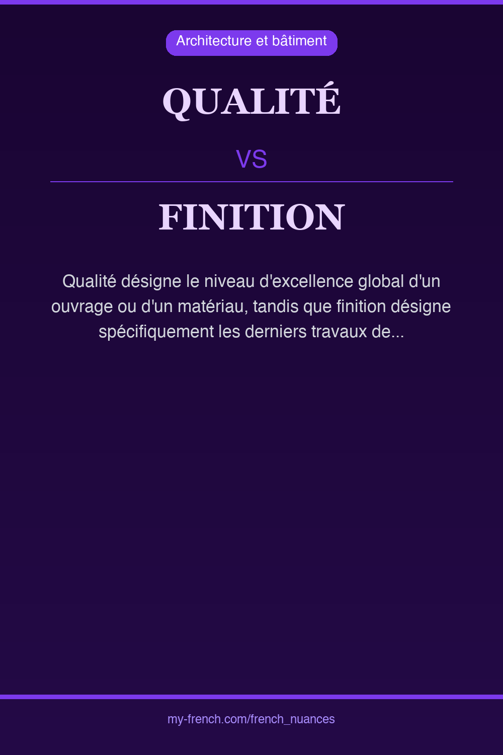 Nuance : qualité vs finition
