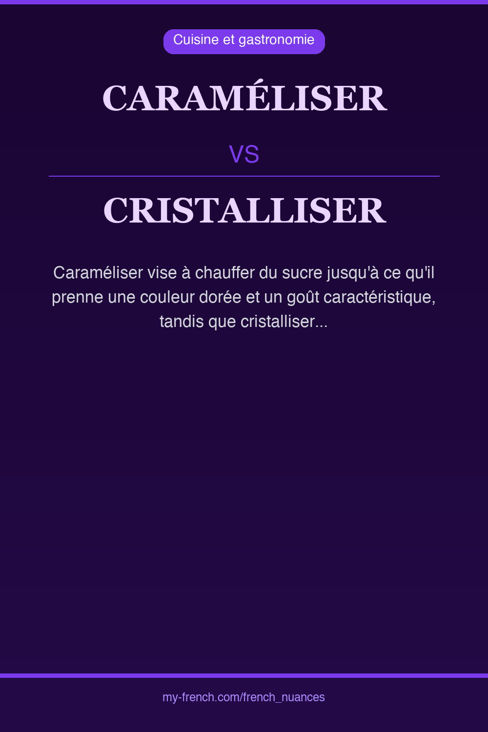 Nuance : caraméliser vs cristalliser