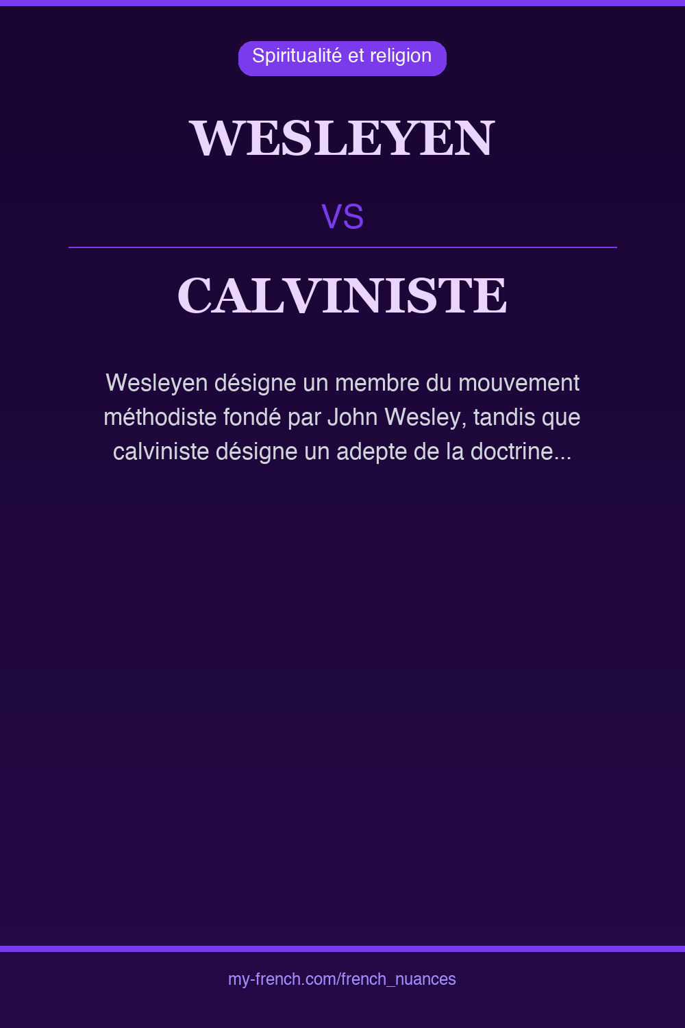 Nuance : wesleyen vs calviniste