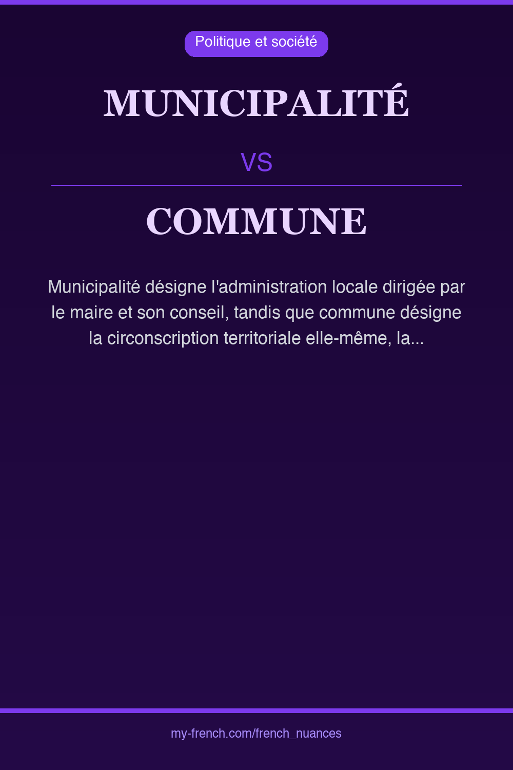 Nuance : municipalité vs commune