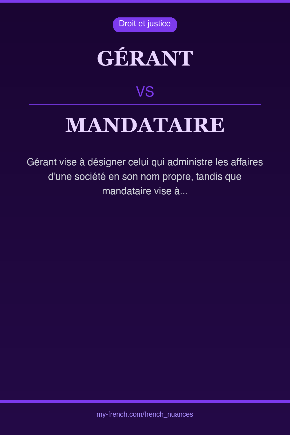 Nuance : gérant vs mandataire