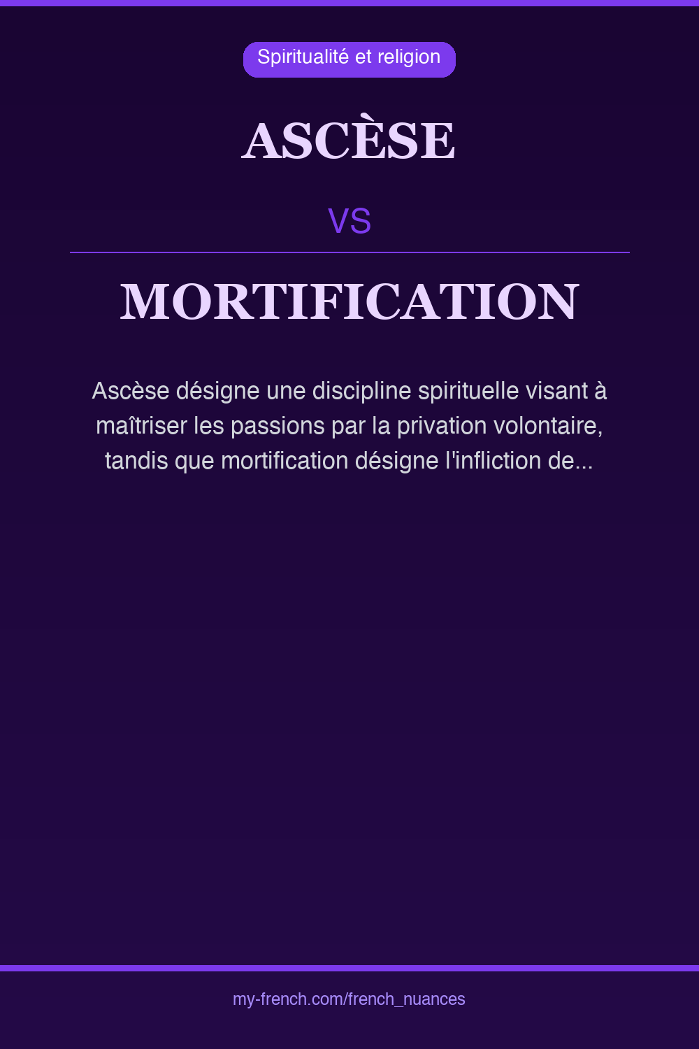Nuance : ascèse vs mortification