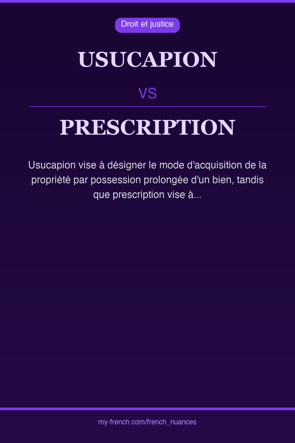 Nuance : usucapion vs prescription