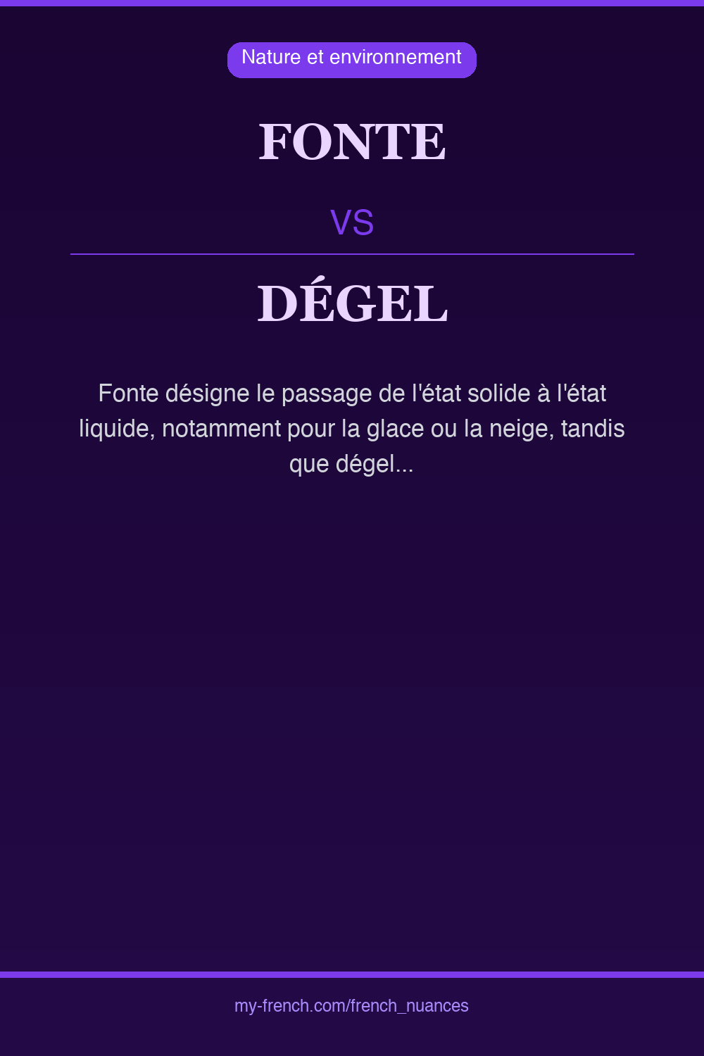 Nuance : fonte vs dégel