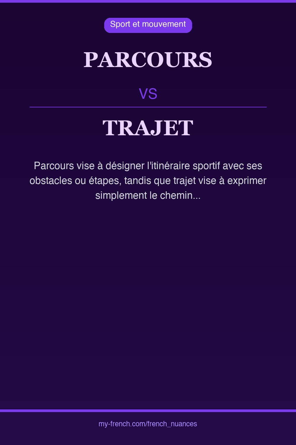 Nuance : parcours vs trajet