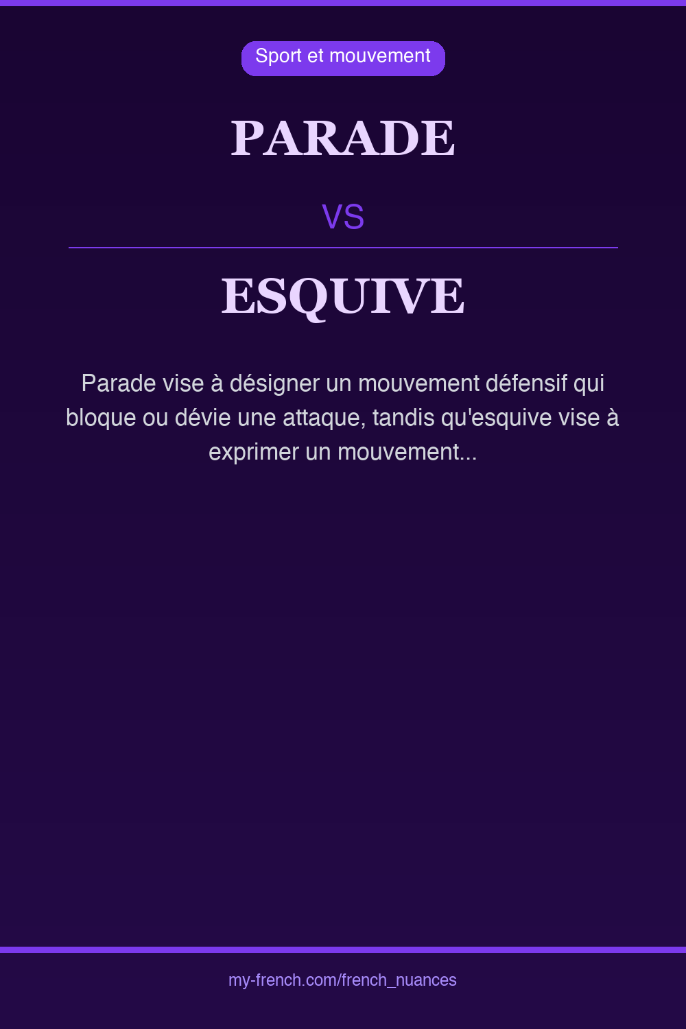 Nuance : parade vs esquive