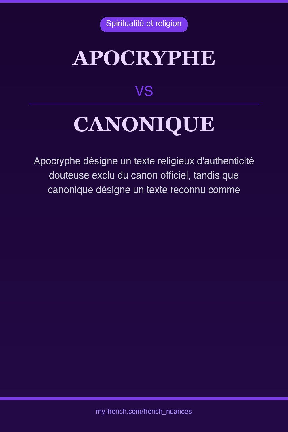 Nuance : apocryphe vs canonique